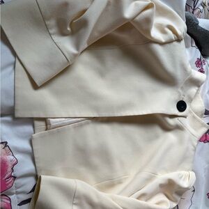 Nine West Cream Sweater with Black Button